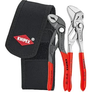KNIPEX Mini-Zangenset 002072V01, 2-teilig, Zangen-Set (rot/schwarz, in Werkzeug-Gürteltasche)