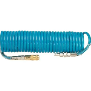 Hazet Spiralschlauch 9040-7, Druckluftschlauch (blau, mit Drehgelenken, 7,62 Meter)