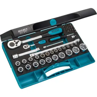 Hazet Steckschlüssel-Satz 953SPC, 1/4" und 1/2", Werkzeug-Set (47-teilig, mit zwei Umschaltknarren)