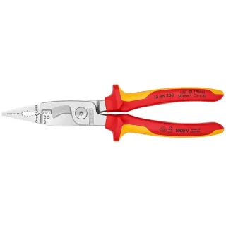 KNIPEX Elektro-Installationszange VDE 13 86 200 (schlanke Bauform, geschraubtes Gelenk, VDE-geprüft)