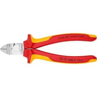 KNIPEX Abisolier-Seitenschneider 14 26 160, Schneid-Zange (rot/gelb, Länge 160mm, VDE-geprüft)