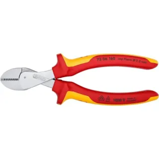 KNIPEX X-Cut Kompakt-Seitenschneider 73 06 160, VDE, Schneid-Zange (gelb, doppelt gelagerte Gelenkachse)