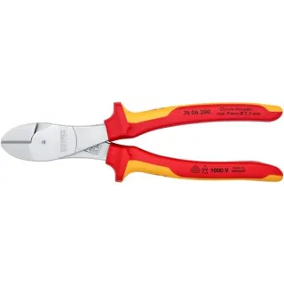 KNIPEX Kraft-Seitenschneider 74 06 200 VDE, Schneid-Zange (rot/gelb, Länge 200mm, VDE-geprüft)