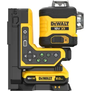 DEWALT Akku-Multilinienlaser 3x360° DCLE34035D1, 18Volt, mit Fernbedienung, Kreuzlinienlaser (schwarz/gelb, mit grünen Laserlinien, XR Li-Ionen-Akku 2,0Ah, T-STAK Box)