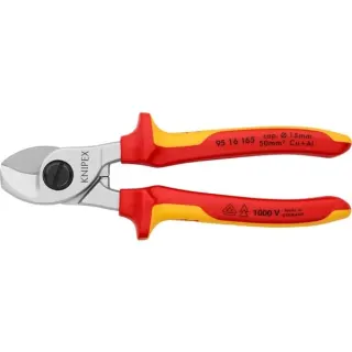 KNIPEX Kabelschere 95 16 165 , Schneid-Zange (für Cu- und Al-Kabel, Klemmschutz, VDE)