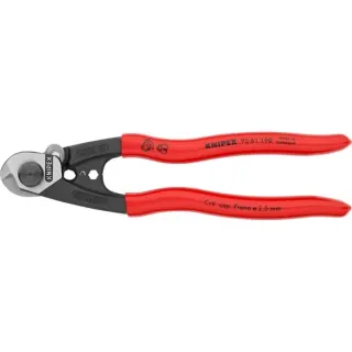 KNIPEX Drahtseilschere 95 61 190 , Schneid-Zange (mit zwei Pressprofilen für Endhülsen)