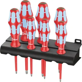 Wera 3167 i/7 Sechsrund Schraubendrehersatz, Edelstahl + Rack (rot/blau, 7-teilig)