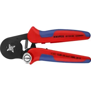 KNIPEX Selbsteinstellende Crimpzange 97 53 04 (rot/blau, für Ader-Endhülsen, Seiteneinführung)