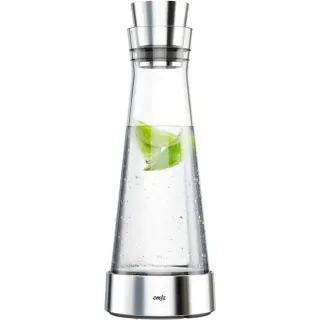 Emsa FLOW Slim Kühlkaraffe aus Glas, Kanne (transparent/edelstahl, mit Kühlstation)