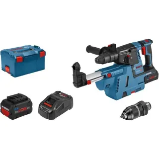 Bosch Professional Akku-Bohrhammer GBH 18V-26 F Professional, 18Volt (blau/schwarz, 2x Akku ProCORE18V 5,5Ah, L-BOXX, Staubabsaugung)
