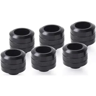 Alphacool Eiszapfen PRO 16mm HardTube Fitting G1/4 - Deep Black Sixpack, Verbindung (schwarz, 6 Stück)