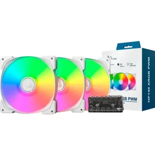 Montech HP140 ARGB PWM 140x140x25, Gehäuselüfter (weiß, 3er Pack, 140 mm)