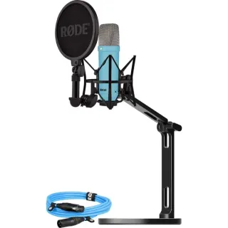 Rode Microphones NT1 Signature +XLR-Kabel+Desktop Studio Arm , Mikrofon (hellblau, Bundle)