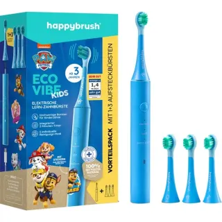 happybrush ECO VIBE KIDS Paw Patrol + 3 Refills, Elektrische Zahnbürste (hellblau)