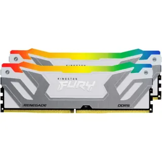 Kingston FURY CU-DIMM 48 GB DDR5-8400 (2x 24 GB) Dual-Kit, Arbeitsspeicher (silber/weiß, KF584CU40RWAK2-48, FURY Renegade RGB, INTEL XMP)