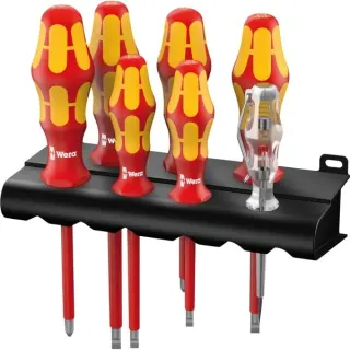 Wera Schraubendreher Satz Kraftform Plus 160i/165i/7, VDE (rot/gelb, mit Lasertip, Spannungsprüfer)