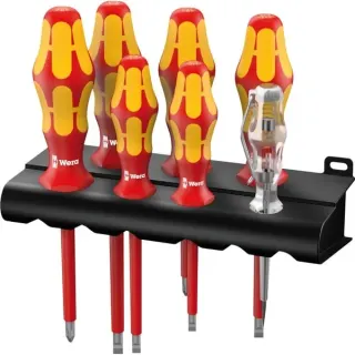 Wera Schraubendreher Satz 160i/7, VDE (rot/gelb, KraftformPlus, Lasertip, Spannungsprüfer)