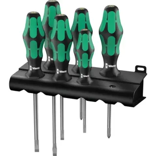 Wera Schraubendreher Satz 334/6 (schwarz/grün, Kraftform Plus, Lasertip)