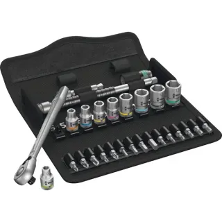Wera Zyklop Metal-Knarrensatz 8100 SA 8, Werkzeug-Set (28-teilig, mit Umschaltknarre, 1/4")
