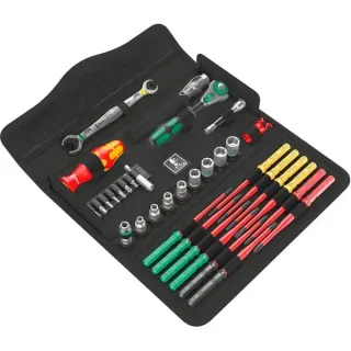 Wera Kraftform Kompakt W1 Wartung, 1/4", Werkzeug-Set (inkl. Umschaltknarre, in textiler Box)