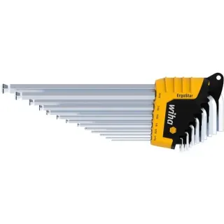 Wiha Stiftschlüssel-Set im ErgoStar Halter, zöllig, Schraubendreher (schwarz/gelb, 13-teilig, MagicRing Haltefunktion)