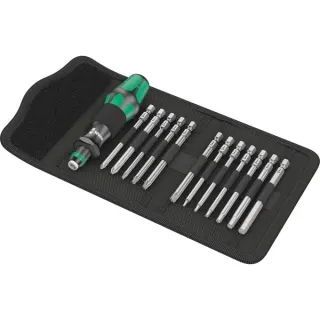 Wera Bicycle Set 2, Bit-Satz (schwarz/grün, 13-teilig, in robuster Falttasche)