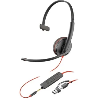HP Poly Blackwire 3215 Monaural USB-C-Headset + 3,5 mm-Stecker + USB-C/A-Adapter (schwarz)
