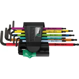 Wera Winkelschlüsselsatz 967 SPKL/9 Sechsrund, Schraubendreher (mit Halteclip, mit Magnetisiergerät)