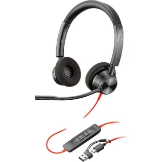 HP Poly Blackwire 3320M USB-C Stereo-Headset +USB-C/A-Adapter (schwarz, für Microsoft Teams zertifiziert)