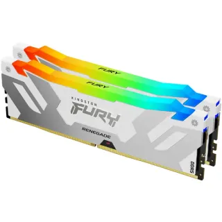 Kingston FURY DIMM 48 GB DDR5-8000 (2x 24 GB) Dual-Kit, Arbeitsspeicher (silber/weiß, KF580C38RWAK2-48, Renegade RGB, INTEL XMP)