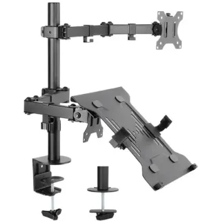 goobay Monitorhalterung mit Laptop-Arm Flex (schwarz, für Monitore von 13" - 32" (33 - 81cm))