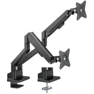 goobay Doppel-Monitorhalterung mit Gasdruckfeder (schwarz, für 2 Monitore von 17" - 32" (43 - 81cm))