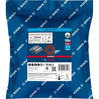 Bosch Professional X-LOCK Expert R781 Prisma Ceramic Fiberschleifscheibe, Ø 125mm, K60 (25 Stück, Bohrung 22,23mm)