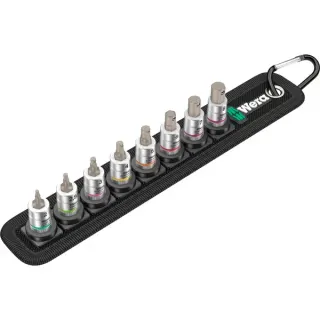 Wera Zyklop Bitnuss-Satz Belt A2 Innensechskant, 8-teilig, Steckschlüssel (schwarz/silber, 1/4"-Antrieb)