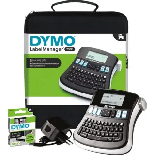 Dymo LabelManager 210D+ im Koffer, Beschriftungsgerät (schwarz/silber, mit QWERTZ-Tastatur, S0964070)