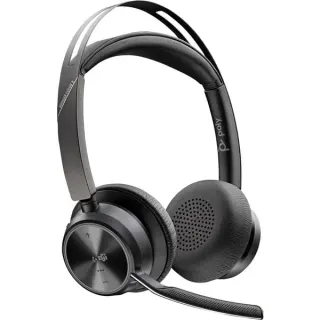 HP Poly Poly Voyager Focus 2 USB-C-C Headset (schwarz, Microsoft Teams zertifiziert, USB-C/-A Adapter, Ladestation)