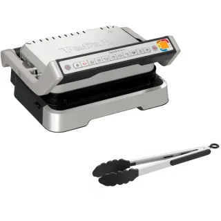 Tefal OptiGrill 2in1 GC773D, Kontaktgrill (edelstahl, 2.100 Watt, mit Grillzange)