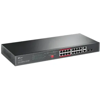 TP-Link TL-SL1218MP, Switch (schwarz, 16-Port-10/100Mbit/s-+2-Port-Gigabit- Unmanaged PoE-Switch)