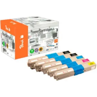 Peach Toner Spar Pack Plus PT1051 (kompatibel zu Oki 465087162, 46508715, 46508714, 46508713)