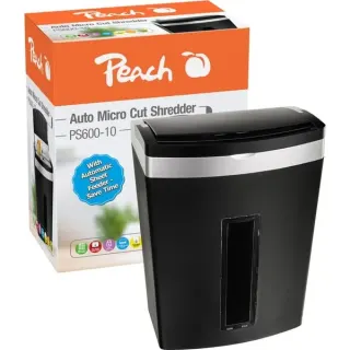 Peach Auto Micro Cut Schredder PS600-10, Aktenvernichter (schwarz/silber)