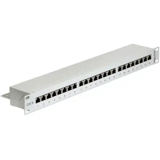 DeLOCK 19" Patchpanel 24 Port Cat.6 (grau, 1 HE)