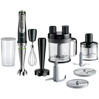 Braun MultiQuick 9 Stabmixer MQ 9187XLI (edelstahl/schwarz, 1.200 Watt, mit Küchenmaschinen-Aufsatz, Zerkleinerer, Kartoffelstampfer)