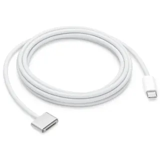 Apple USB 2.0 Ladekabel, USB-C Stecker > magnetischer MagSafe 3 Anschluss (silber, 2 Meter, gesleevt, nur Ladefunktion)