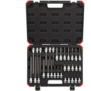 GEDORE Red Schraubendreher-Steckschlüssel-Einsatz-Satz, 1/2" (schwarz/rot, 32-teilig, Sechsrund, im Koffer)