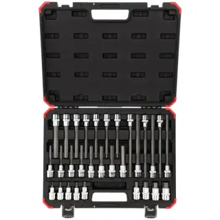 GEDORE Red Schraubendreher-Steckschlüssel-Einsatz-Satz, 1/2" (schwarz/rot, 30-teilig, Innen-Sechskant, im Koffer)