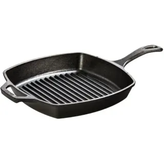 Lodge Grillpfanne L8SGP3 eckig, mit Stiel und Griff (schwarz, 26,5cm)