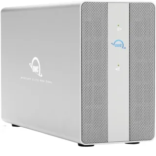 OWC Mercury Elite Pro Dual mit 3-Port USB Hub, Laufwerksgehäuse (silber, USB 10Gb/s Externe Storage Solution)