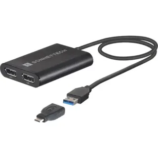 Sonnet USB DisplayLink Adapter, USB-A Stecker > Dual 4K DisplayPort (schwarz, 30cm, für M1 und M2 Macs)