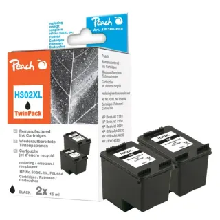 Peach Tinte TwinPack schwarz PI300-655 (kompatibel zu HP 302XL)
