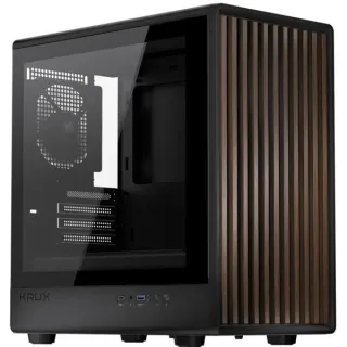 Krux Helio, Tower-Gehäuse (schwarz/holz, Tempered Glass)
